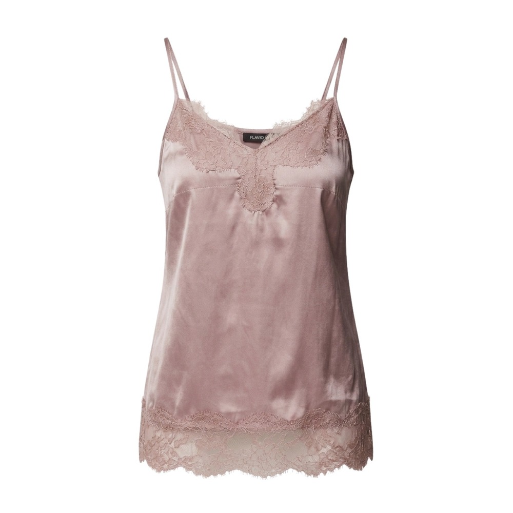 Flavio Castellani Cami Women 42 Pink Silk Lace Trim Made in Italy Medium